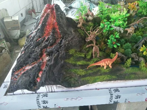 古生物館中的恐龍場景復(fù)原模型